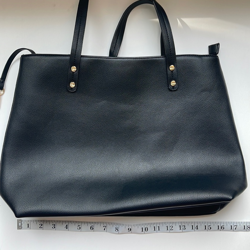 Mail + Lili (Nordstrom) Black Leather Work Tote w Animal Print